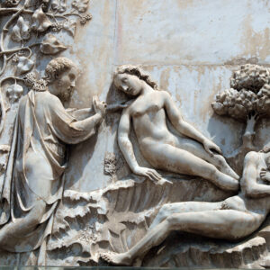Orvieto - Duomo facade. The first pillar: scenes from Genesis. Creating Eve .